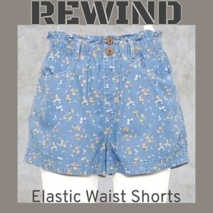 REWIND Junior's Elastic Waist Shorts In Blue